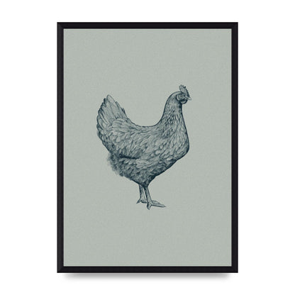 Chicken Illustration Printed Poster - A3 framed