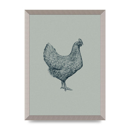 Chicken Illustration Printed Poster - A3 framed