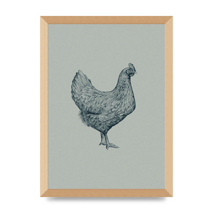 Chicken Illustration Printed Poster - A3 framed