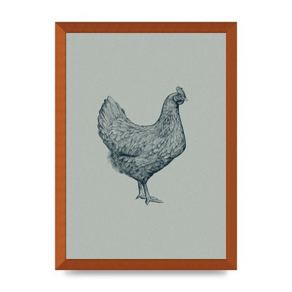 Chicken Illustration Printed Poster - A3 framed