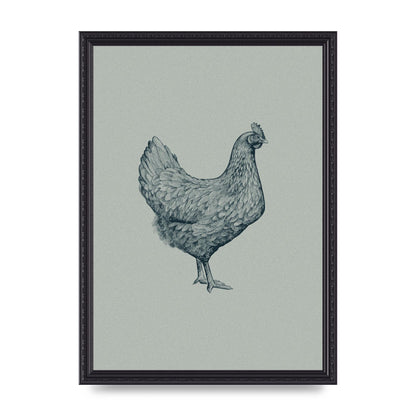Chicken Illustration Printed Poster - A3 framed