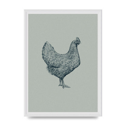 Chicken Illustration Printed Poster - A3 framed
