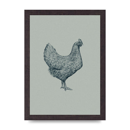 Chicken Illustration Printed Poster - A4 framed