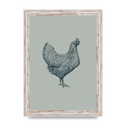 Chicken Illustration Printed Poster - A4 framed
