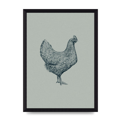 Chicken Illustration Printed Poster - A4 framed