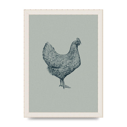 Chicken Illustration Printed Poster - A4 framed