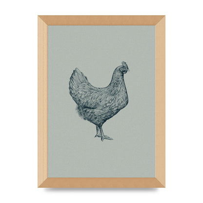 Chicken Illustration Printed Poster - A4 framed