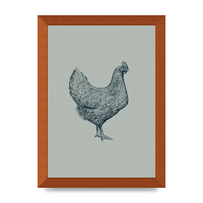 Chicken Illustration Printed Poster - A4 framed
