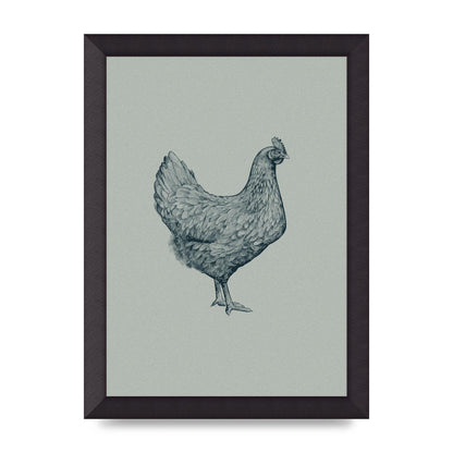 Chicken Illustration Printed Poster - A4 framed