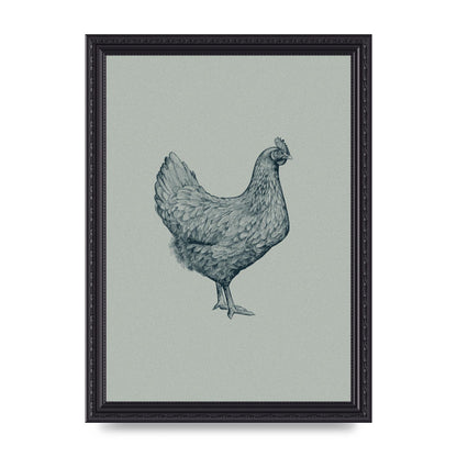 Chicken Illustration Printed Poster - A4 framed