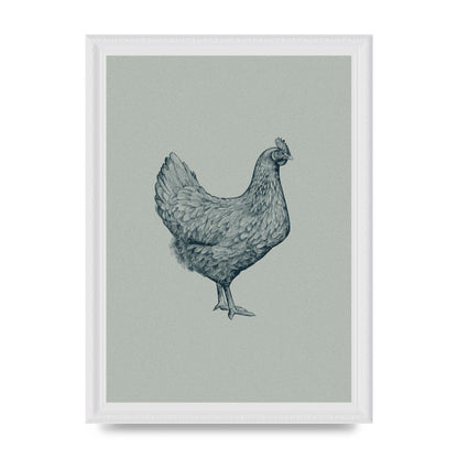 Chicken Illustration Printed Poster - A4 framed