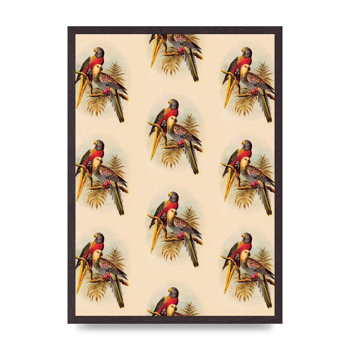 Vintage Style Tropical Parrot Pattern Art For The Home - A2 framed