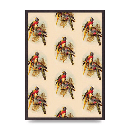 Vintage Style Tropical Parrot Pattern Art For The Home - A2 framed