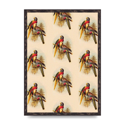 Vintage Style Tropical Parrot Pattern Art For The Home - A2 framed