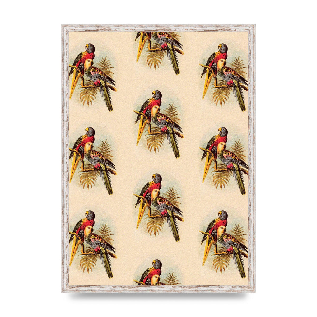 Vintage Style Tropical Parrot Pattern Art For The Home - A2 framed
