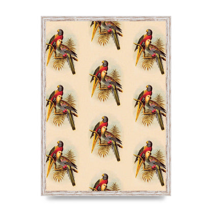 Vintage Style Tropical Parrot Pattern Art For The Home - A2 framed