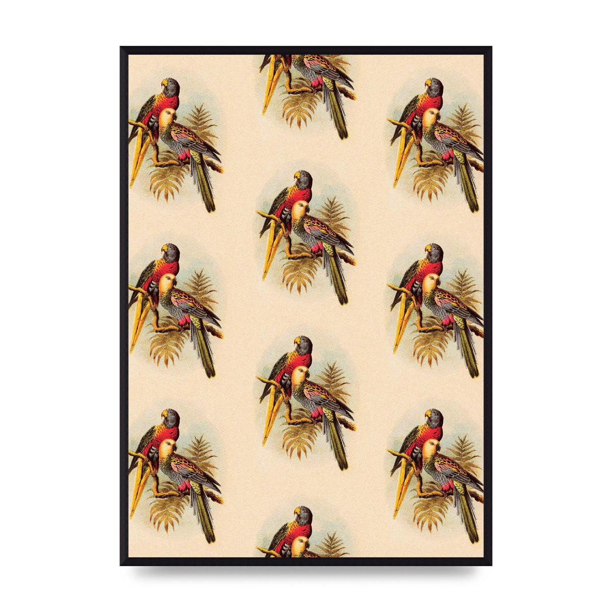 Vintage Style Tropical Parrot Pattern Art For The Home - A2 framed