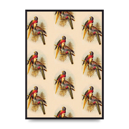 Vintage Style Tropical Parrot Pattern Art For The Home - A2 framed
