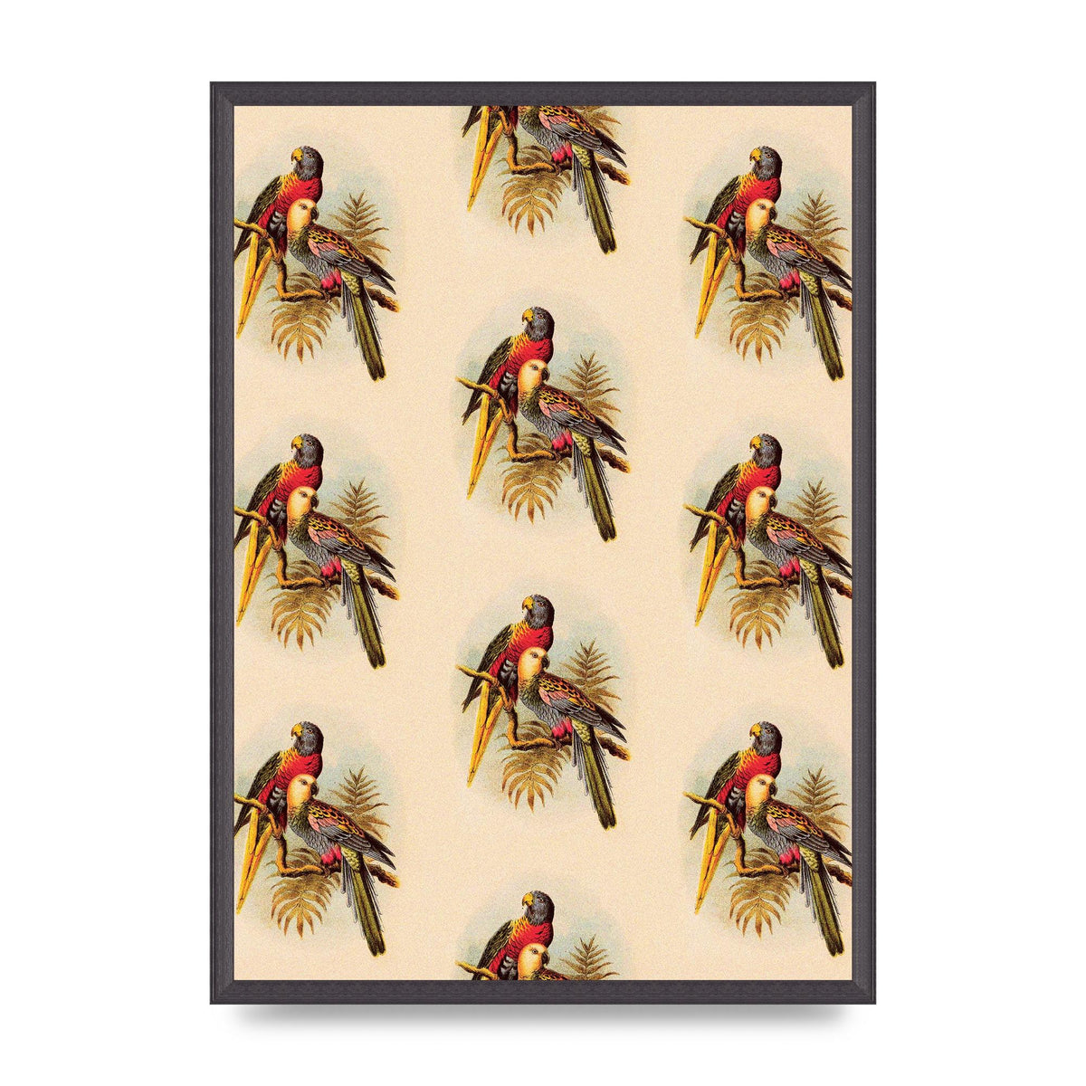 Vintage Style Tropical Parrot Pattern Art For The Home - A2 framed
