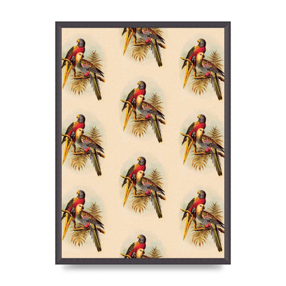 Vintage Style Tropical Parrot Pattern Art For The Home - A2 framed