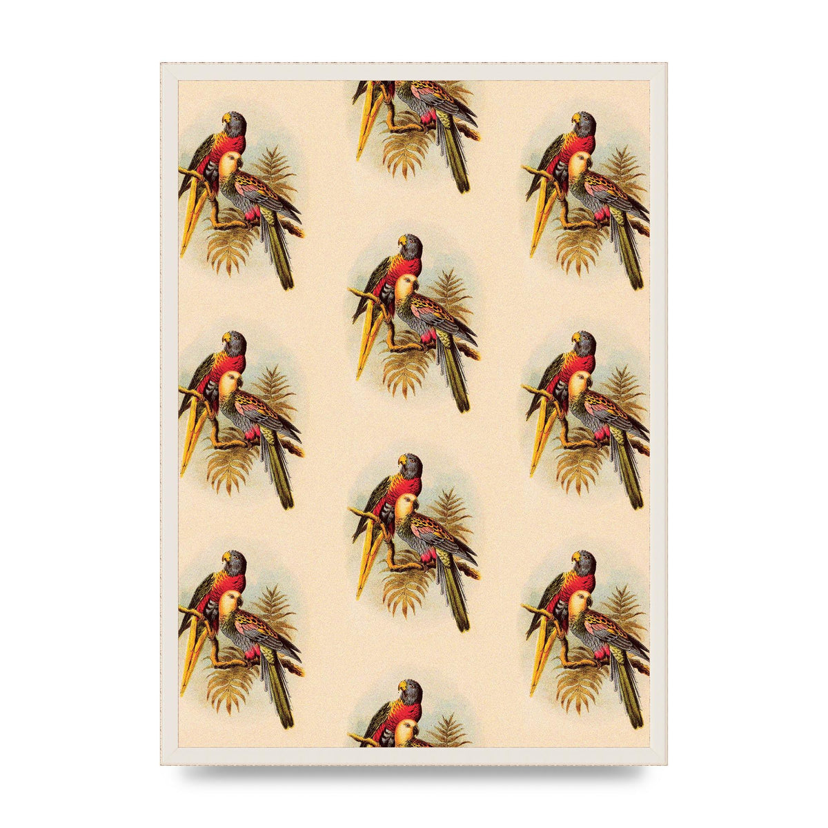 Vintage Style Tropical Parrot Pattern Art For The Home - A2 framed