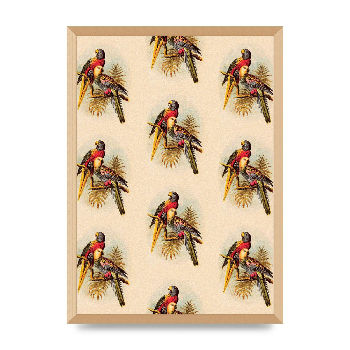 Vintage Style Tropical Parrot Pattern Art For The Home - A2 framed
