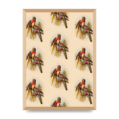 Vintage Style Tropical Parrot Pattern Art For The Home - A2 framed