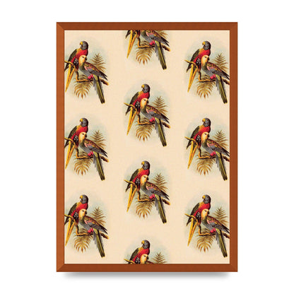 Vintage Style Tropical Parrot Pattern Art For The Home - A2 framed