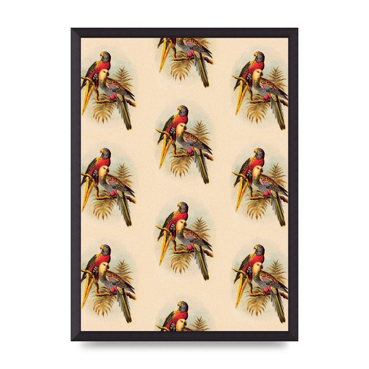Vintage Style Tropical Parrot Pattern Art For The Home - A2 framed