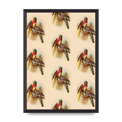 Vintage Style Tropical Parrot Pattern Art For The Home - A2 framed