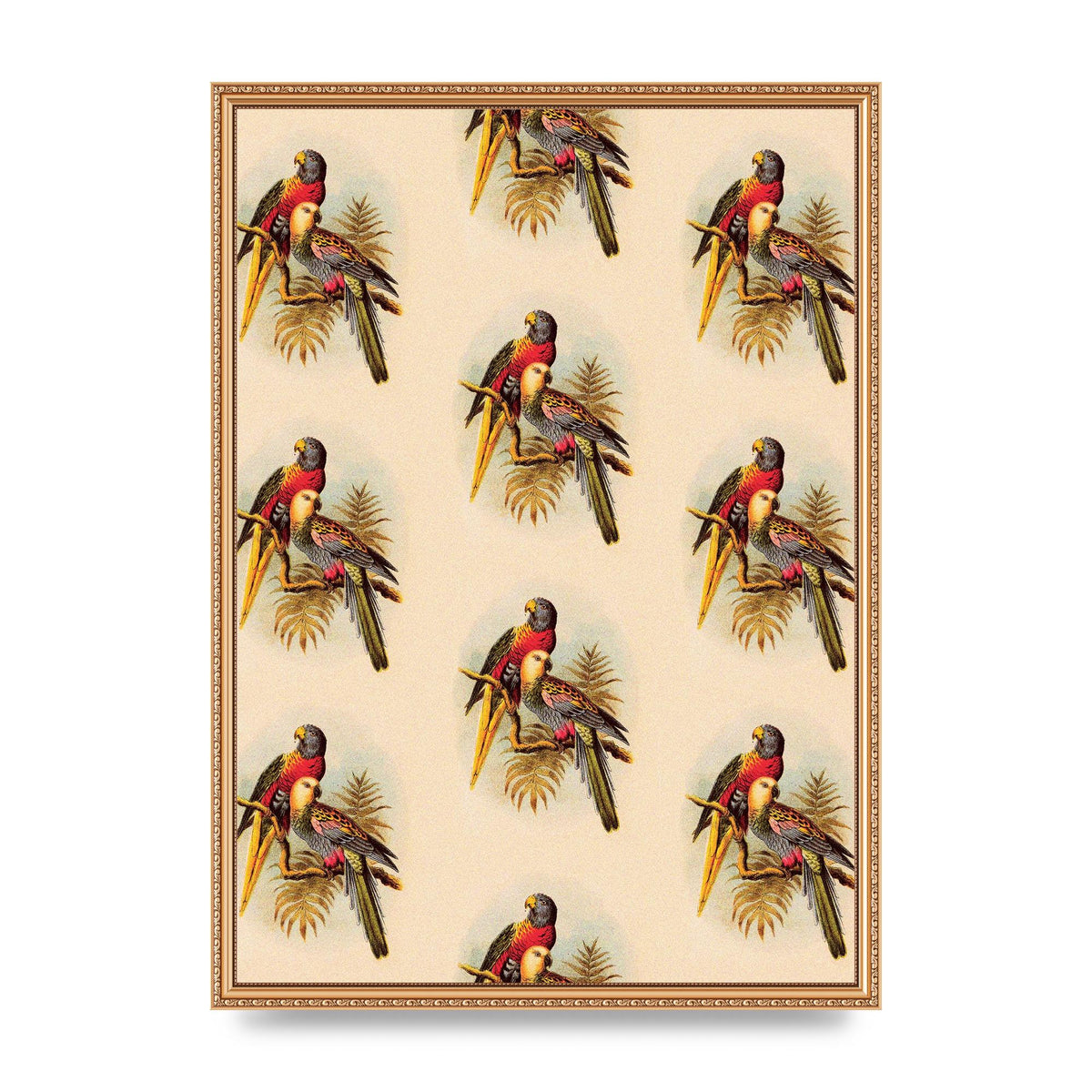 Vintage Style Tropical Parrot Pattern Art For The Home - A2 framed