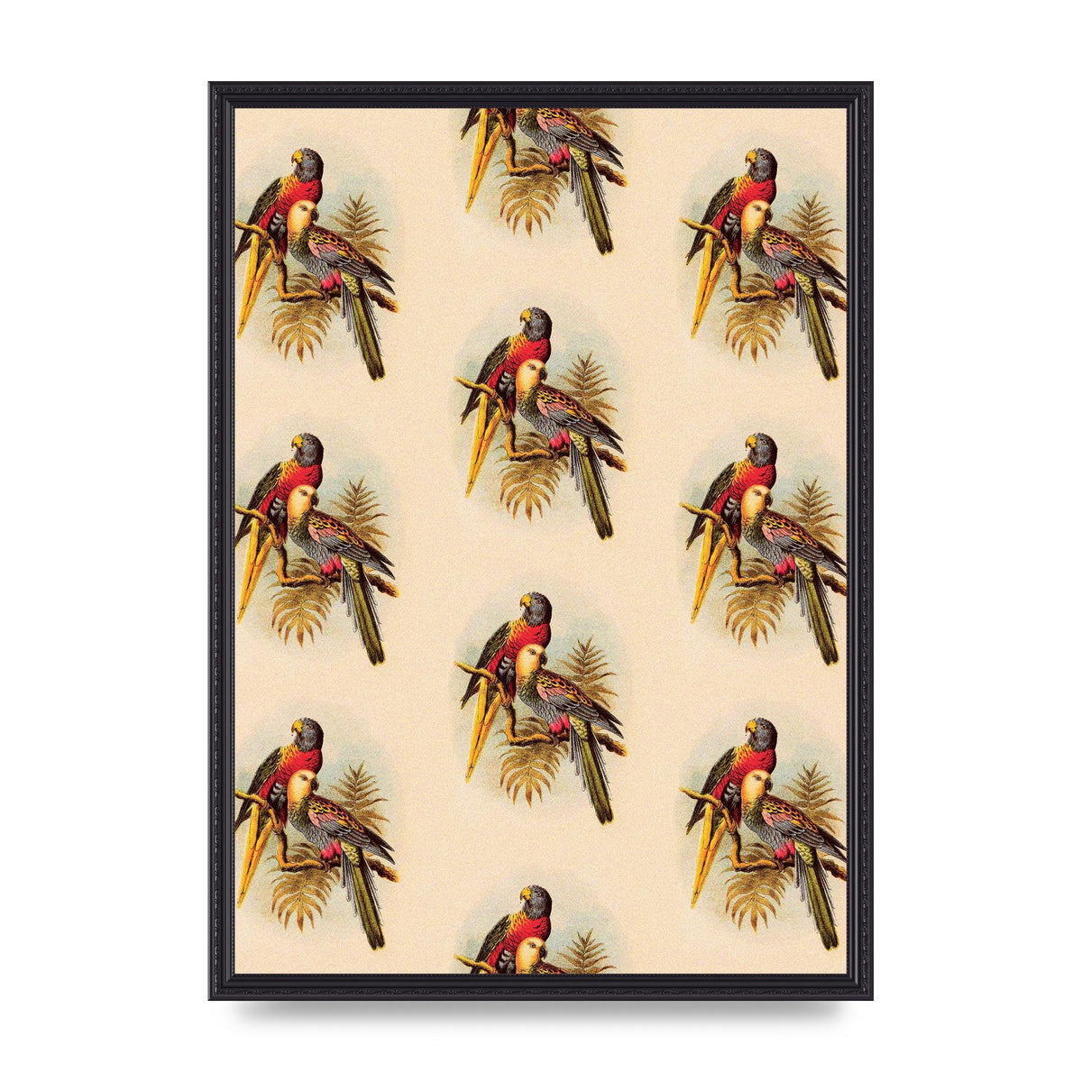 Vintage Style Tropical Parrot Pattern Art For The Home - A2 framed