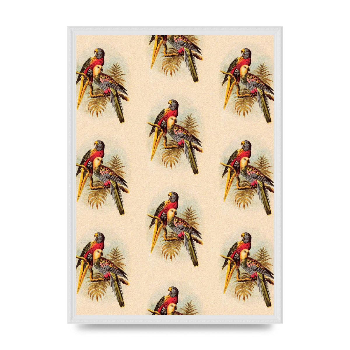 Vintage Style Tropical Parrot Pattern Art For The Home - A2 framed