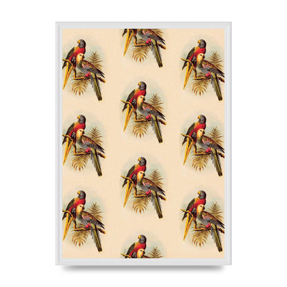Vintage Style Tropical Parrot Pattern Art For The Home - A2 framed