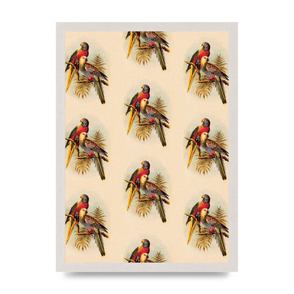 Vintage Style Tropical Parrot Pattern Art For The Home - A3 framed