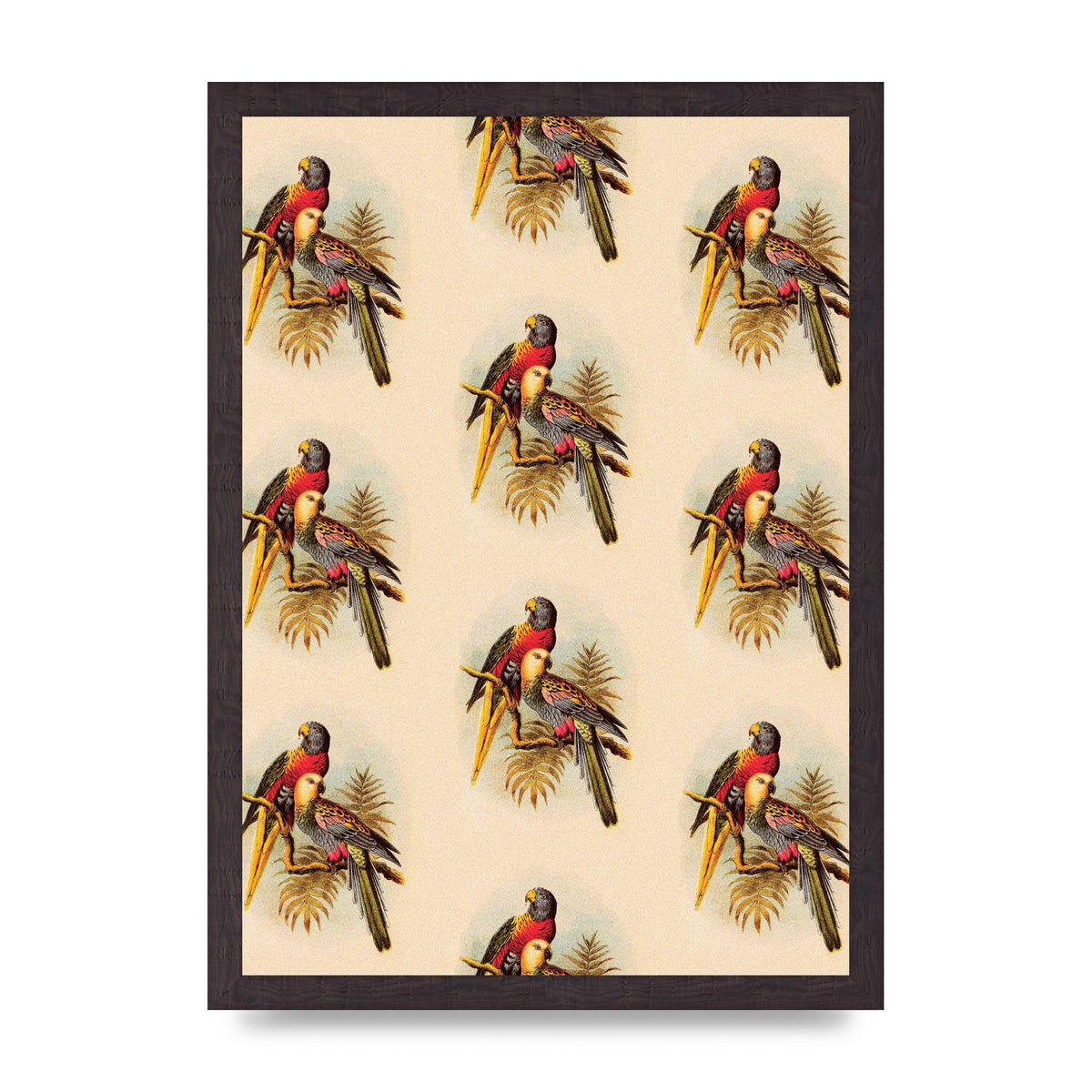Vintage Style Tropical Parrot Pattern Art For The Home - A3 framed