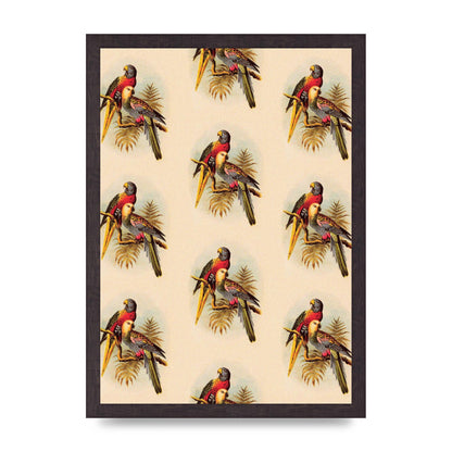 Vintage Style Tropical Parrot Pattern Art For The Home - A3 framed