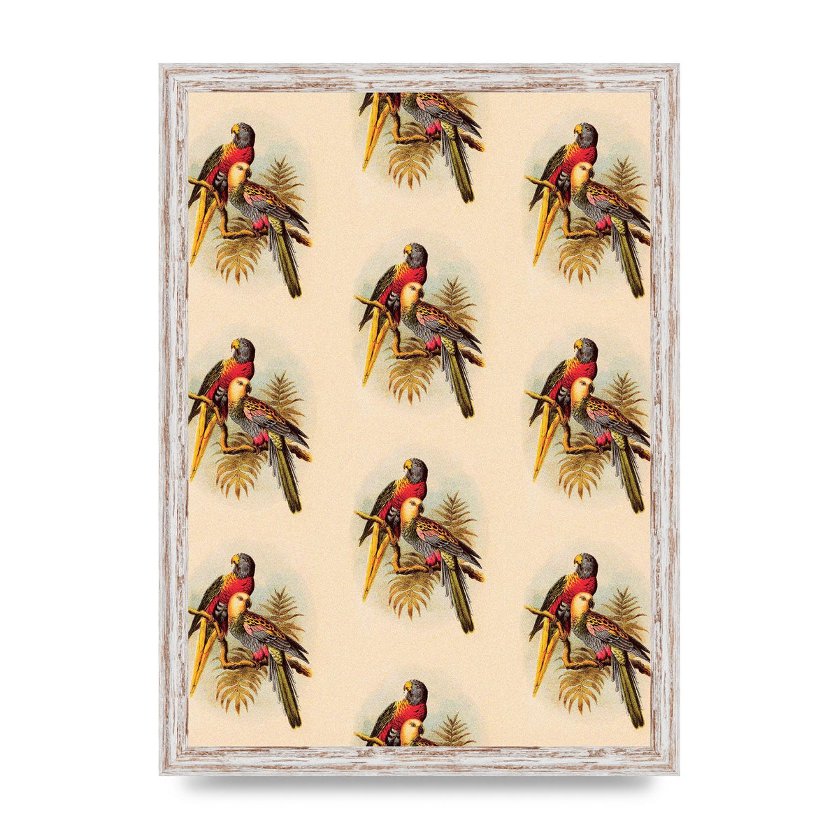 Vintage Style Tropical Parrot Pattern Art For The Home - A3 framed