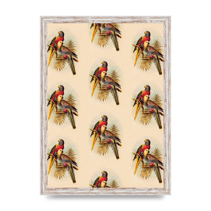 Vintage Style Tropical Parrot Pattern Art For The Home - A3 framed