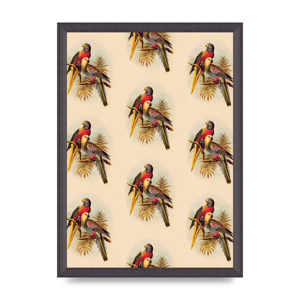 Vintage Style Tropical Parrot Pattern Art For The Home - A3 framed