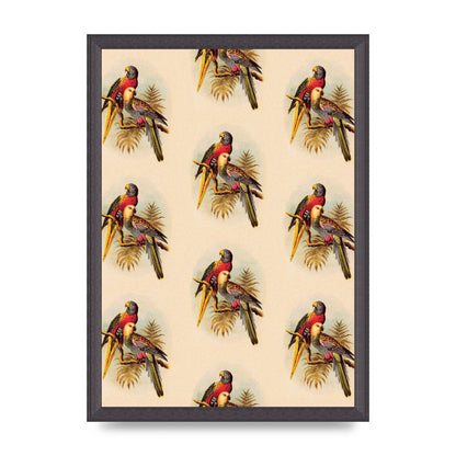 Vintage Style Tropical Parrot Pattern Art For The Home - A3 framed