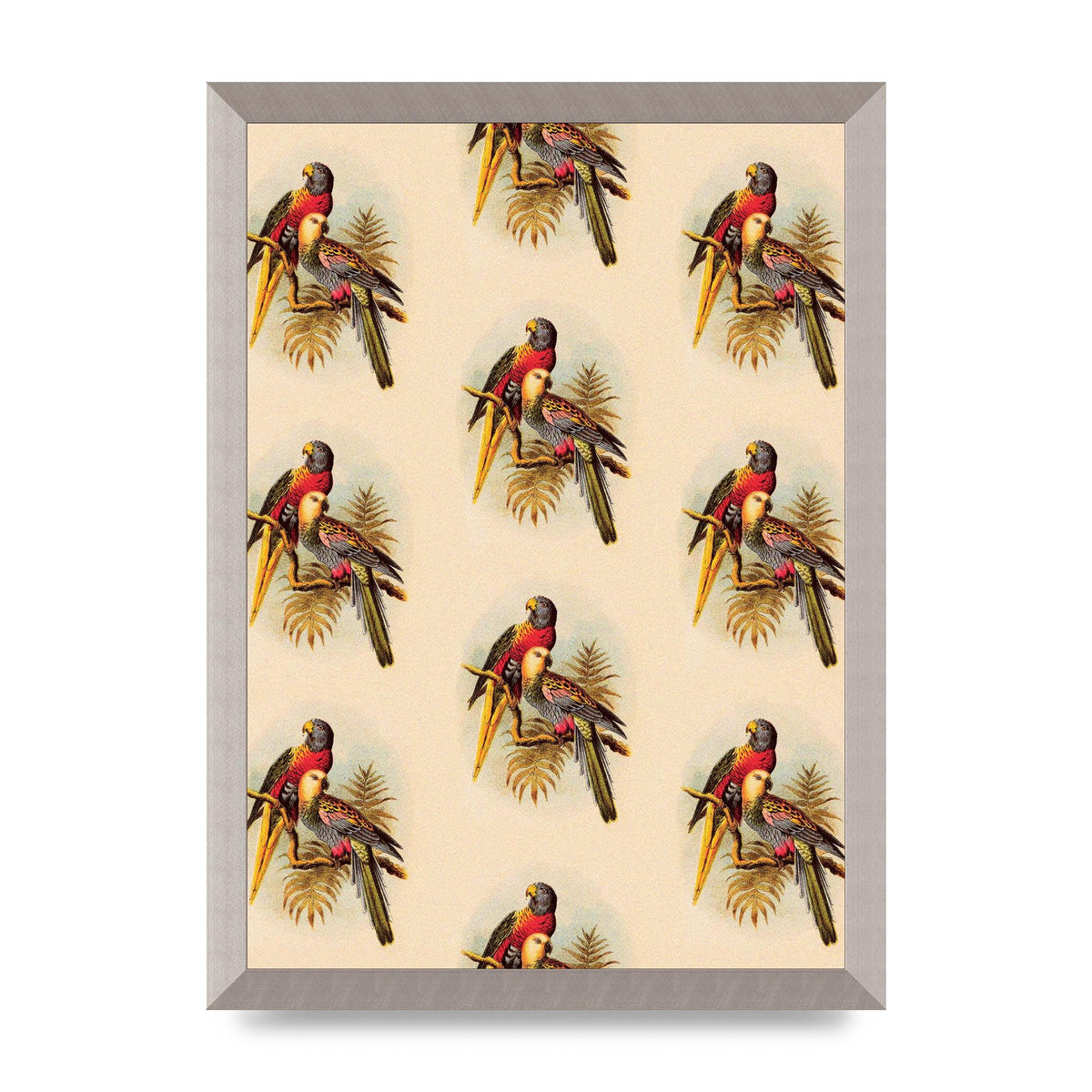 Vintage Style Tropical Parrot Pattern Art For The Home - A3 framed