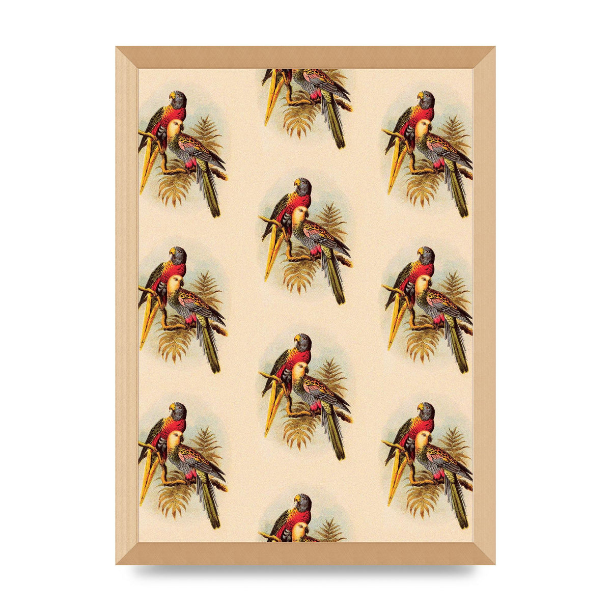 Vintage Style Tropical Parrot Pattern Art For The Home - A3 framed