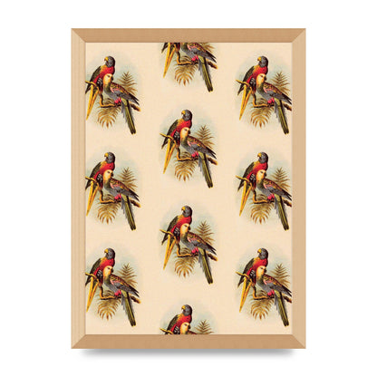 Vintage Style Tropical Parrot Pattern Art For The Home - A3 framed