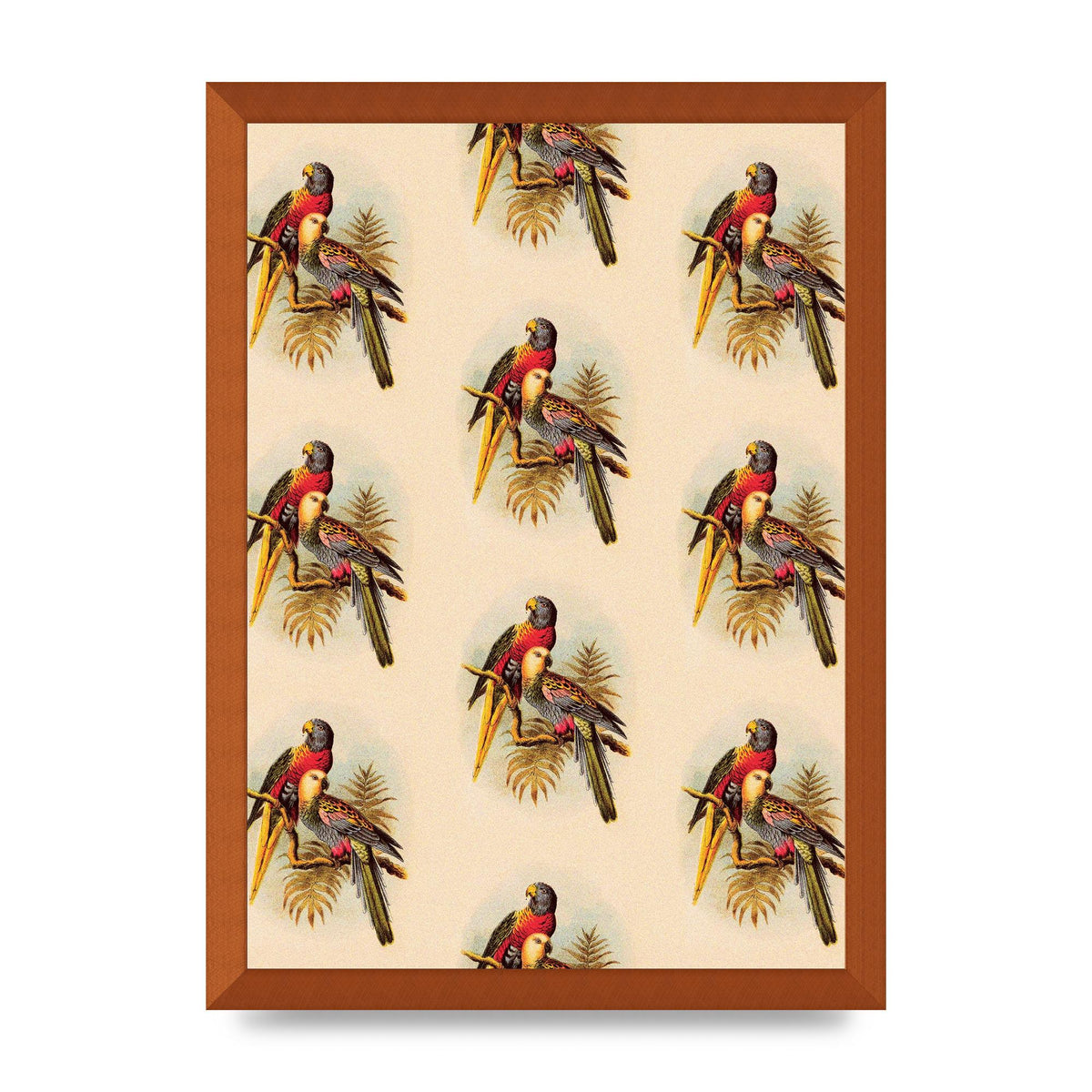 Vintage Style Tropical Parrot Pattern Art For The Home - A3 framed