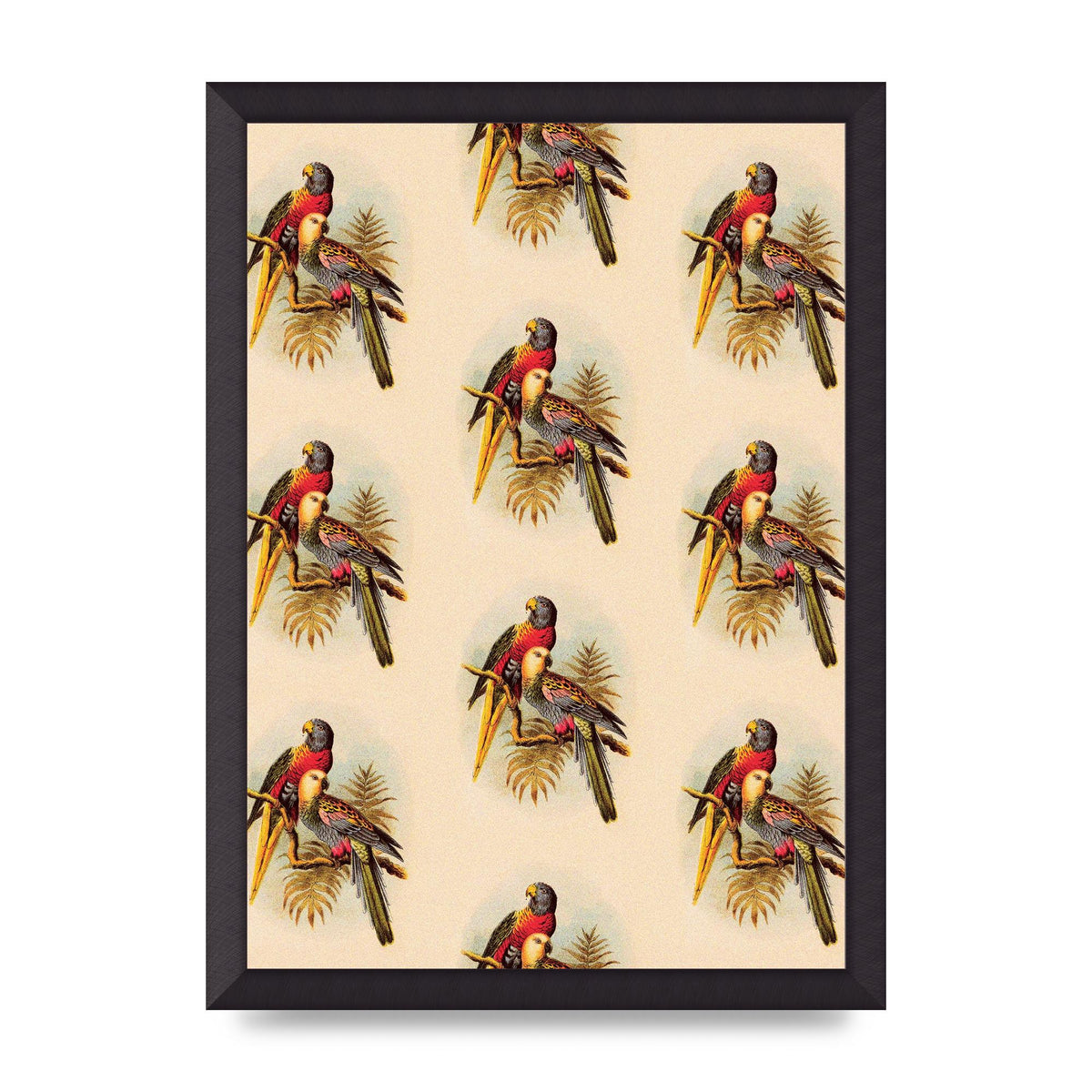 Vintage Style Tropical Parrot Pattern Art For The Home - A3 framed