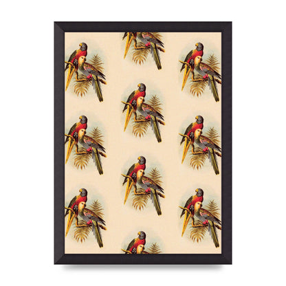 Vintage Style Tropical Parrot Pattern Art For The Home - A3 framed