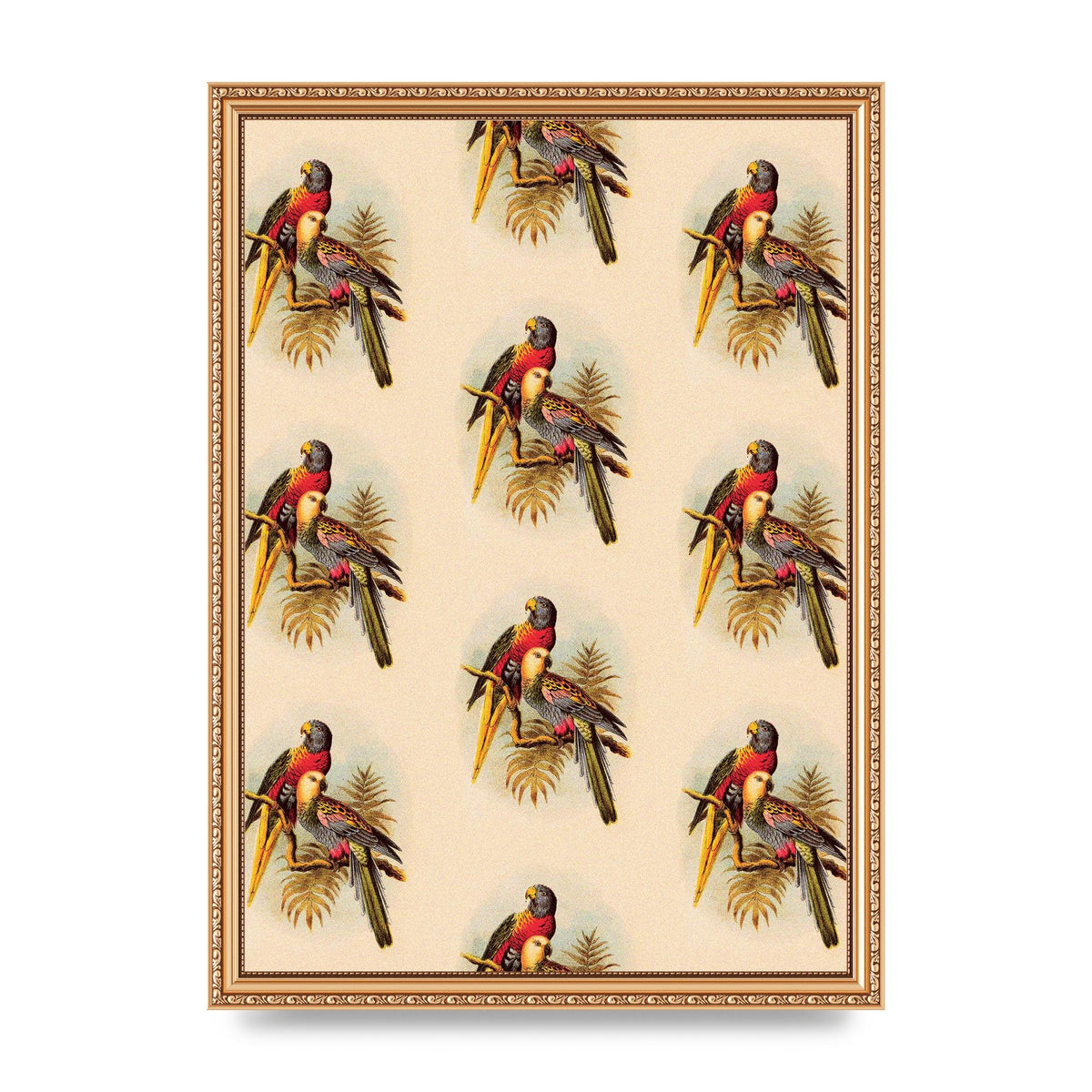 Vintage Style Tropical Parrot Pattern Art For The Home - A3 framed