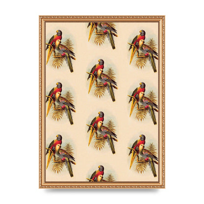 Vintage Style Tropical Parrot Pattern Art For The Home - A3 framed