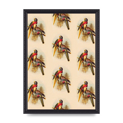 Vintage Style Tropical Parrot Pattern Art For The Home - A3 framed